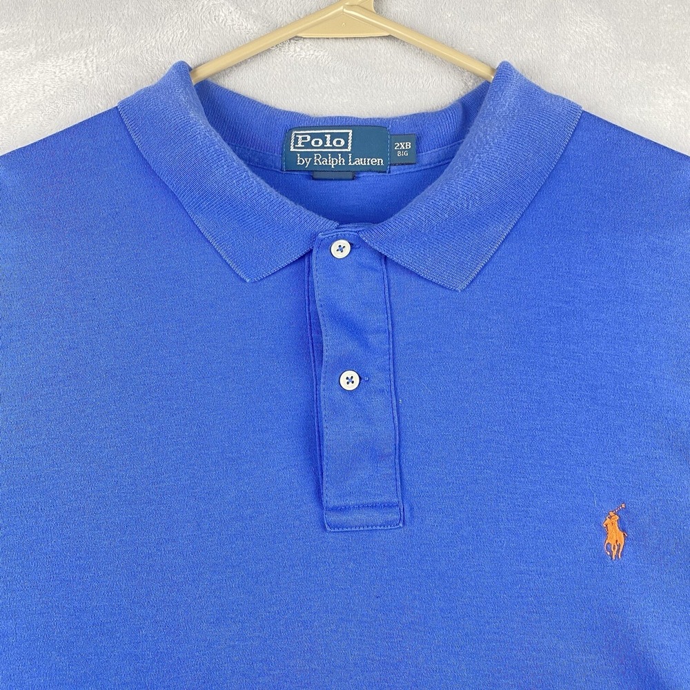 Vintage Polo Ralph Lauren Shirt Mens 2XB Big Blue Polo Orange Pony